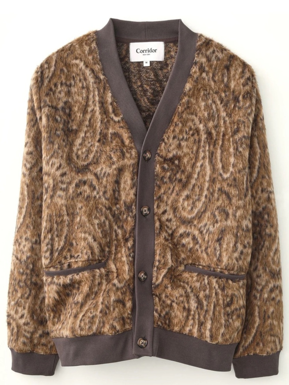 Corridor NY Paisley Leopard Cardigan Sweater